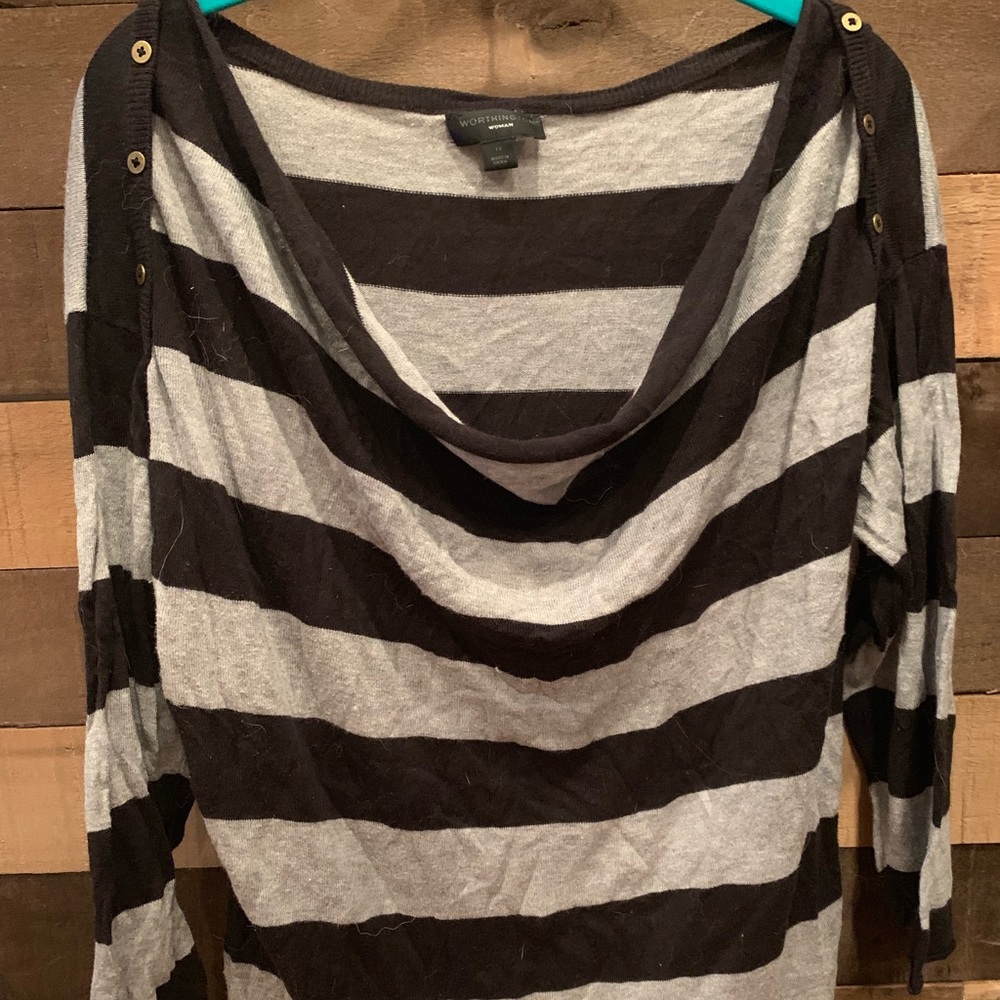 Women’s black and gray striped sweater